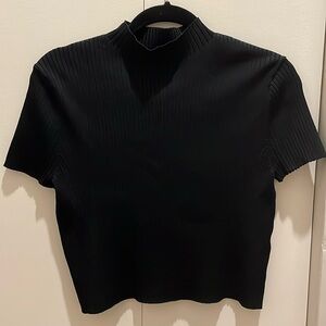 Zara rib-knit mockneck tee
